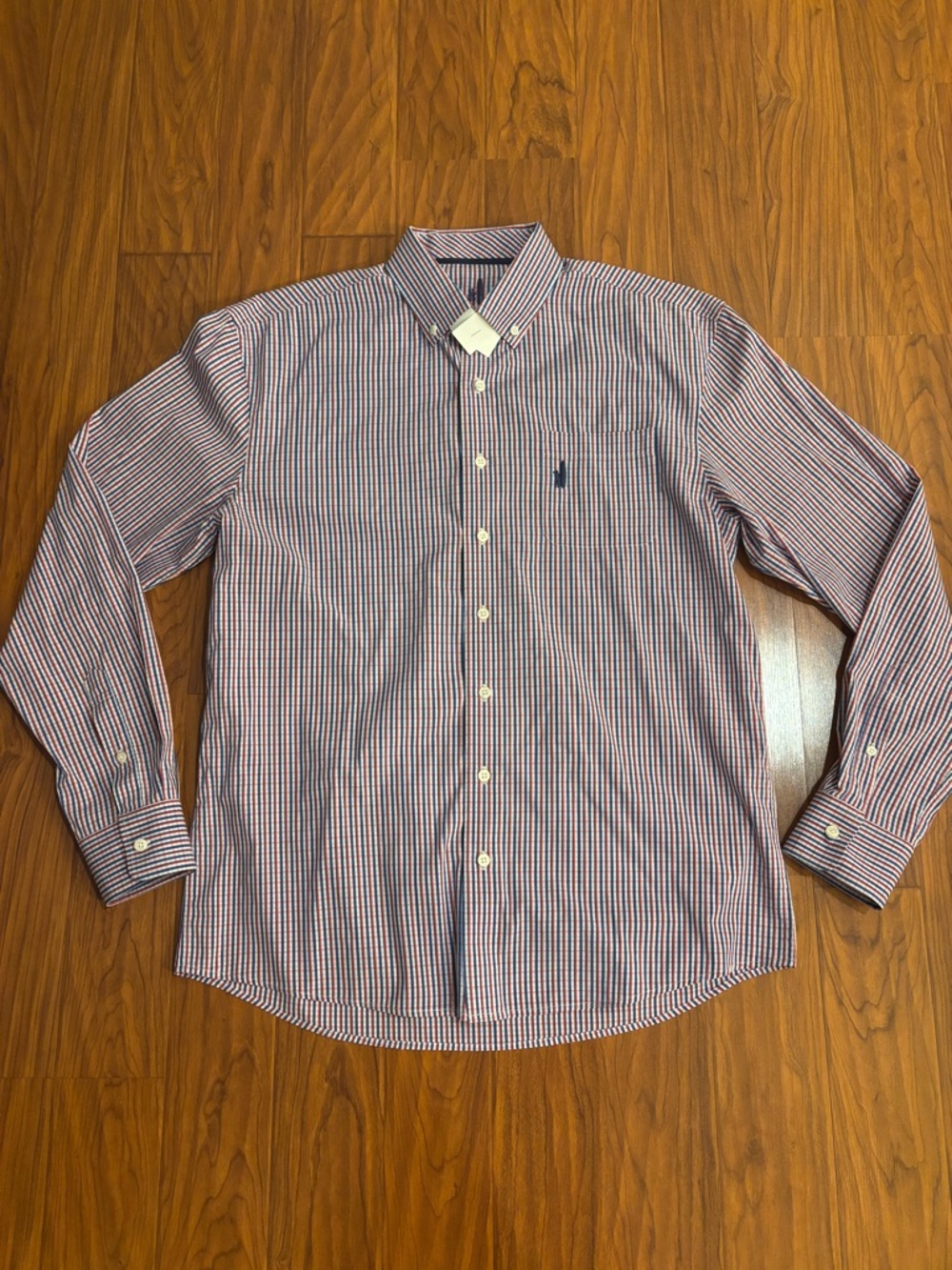 johnnie-O Prep-Formance Button-Down Plaid Dress Shirt Red White Blue Men Medium